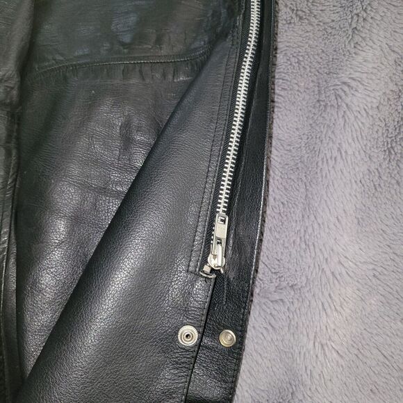 PRO FORCE Leather Chaps Black BIKER Belted Riding Pants Motorcycle Size XXXL 3X - Picture 13 of 14